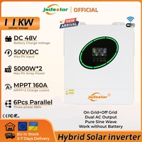 jsdsolar 11KW Parallel Hybrid Solar Inverter 48V to 230V Pure Sine Wave Built-in Wifi 160A MPPT Dual PV Input for Solar System