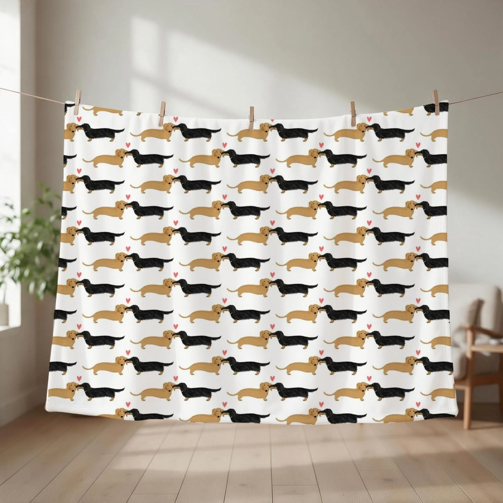 Dachshunds Love Dogs with Heart Cute Wiener Dogs Throw Blanket sofa bed Blankets For Sofas Single valentine gift ideas Blankets