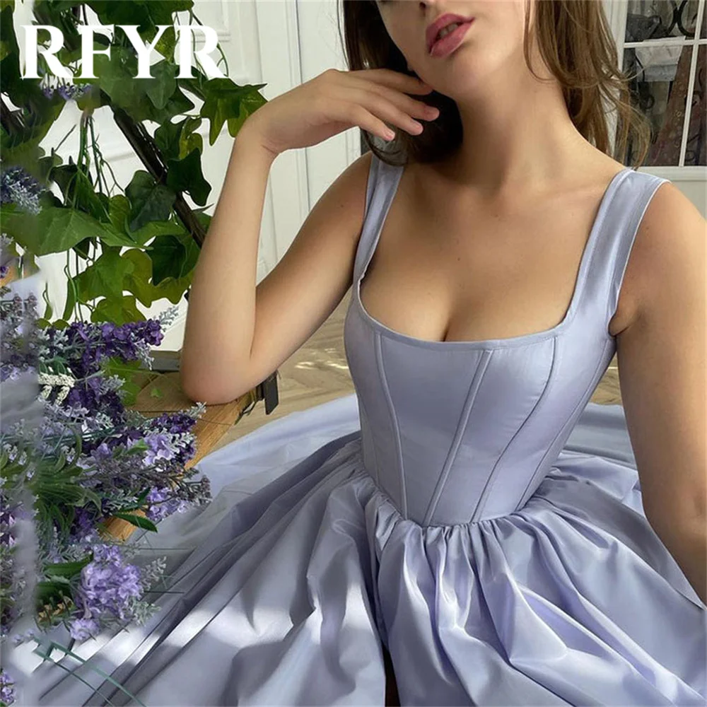 

RFYR Lilac Elegant Tank Women Evening Dress Simple Sleeveless A-Line Party Dress Pleats Split Scoop Prom Gowns Dress Customized