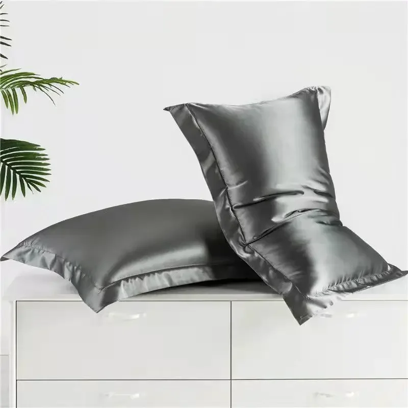 

Pillowcase Silk Pillow Cover Silky Satin Hair Beauty Pillow case Comfortable Pillow Case Home Decor wholeStandard/Queen 2PC