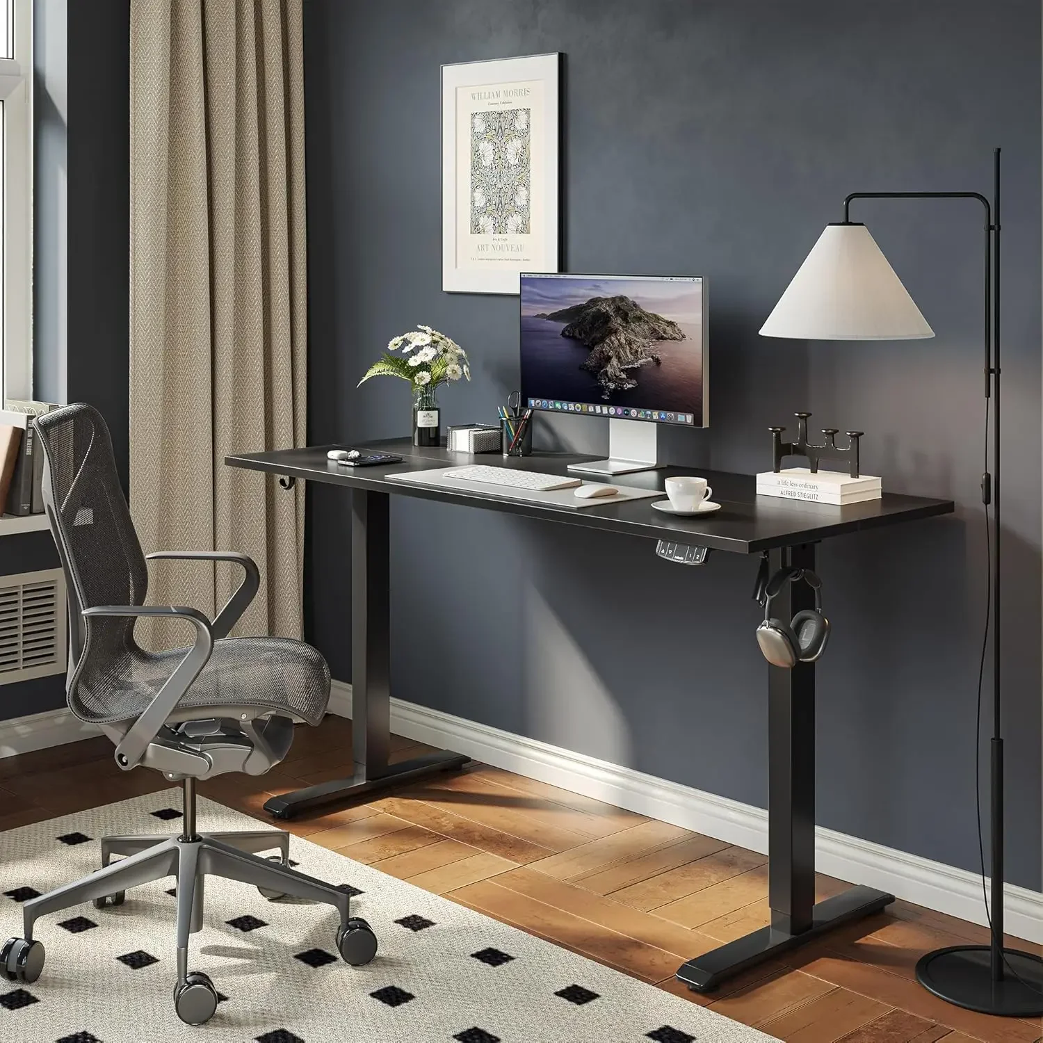 Electric Standing Desk, Large 63 x 24 Inches Height Adjustable Desk, Sit Stand up for Work Office Home, Ergonomic Rising Gaming