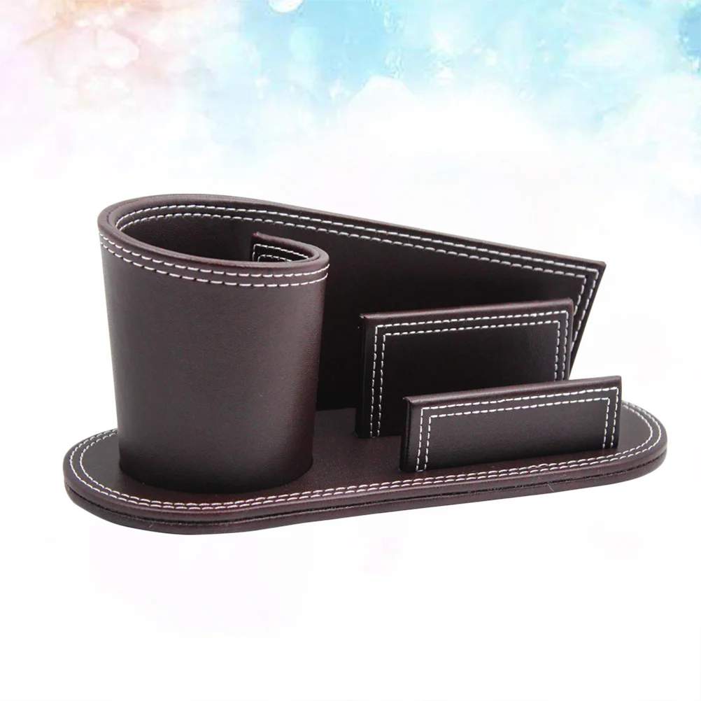

Pen Holder Premium Pu Desktop Organizer For Office Supplies Storage Box Tissues Cellphone Remote Control
