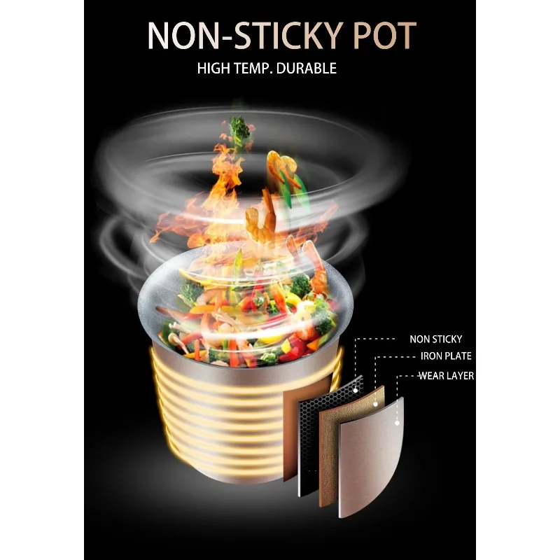 

Gas/Electric Heating Stainless Steel Automatic Cooking Wok Stir-Fry Machine Commercial Canteen Restaurant Easy Clean