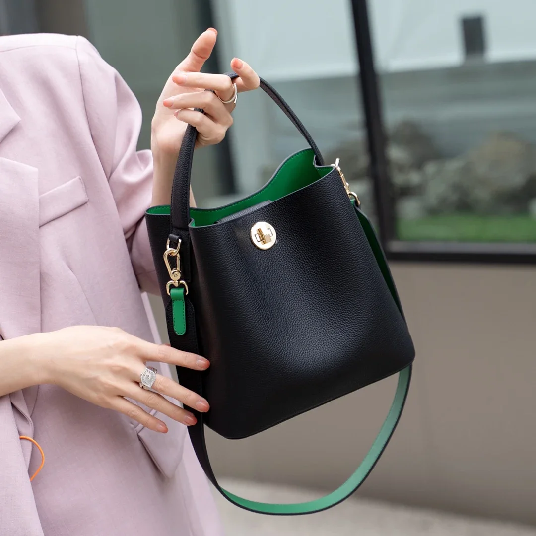 

Bucket Bag Handbag Genuine Leather 2025 Top Layer Cowhide Women's Crossbody Bag Shoulder Bag New Bag For Women