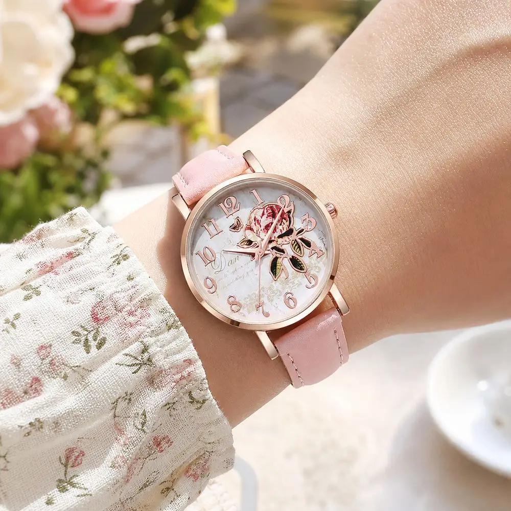 Durable Boho Style Wrist Watches Multicolor Rainbow Color Quartz Watch PU Adjustable Strap Bohemian Watch Daily Wear