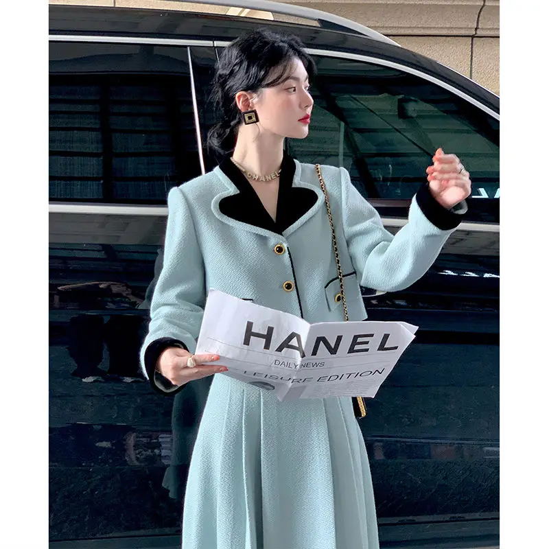 Suit Xiaoxiangfeng Button Short Coat Midi A Line Skirts Korea Women Elegant 2 Pieces Sets Blazer Fashion Vintage Outfits Autumn