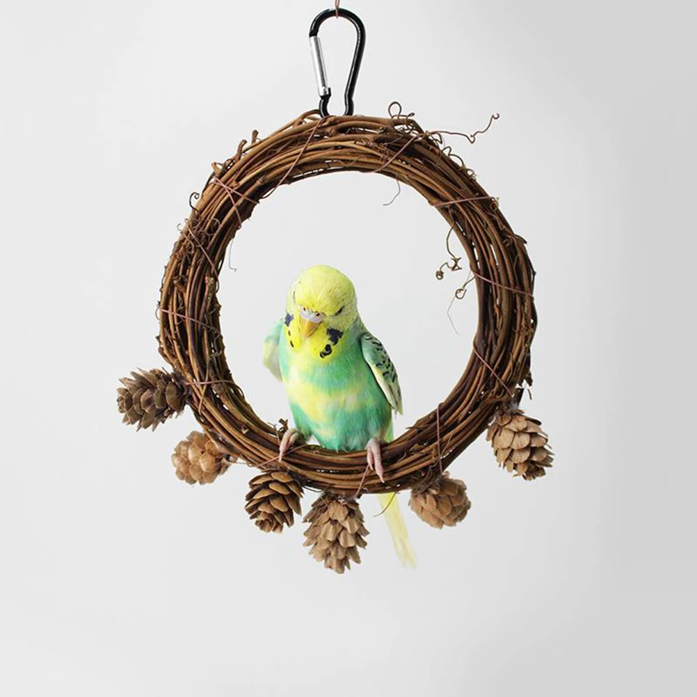 

Rattan toy hanging parrot swing pet bird rattan swing climbing chewing cage ring cage accessories pet decoration