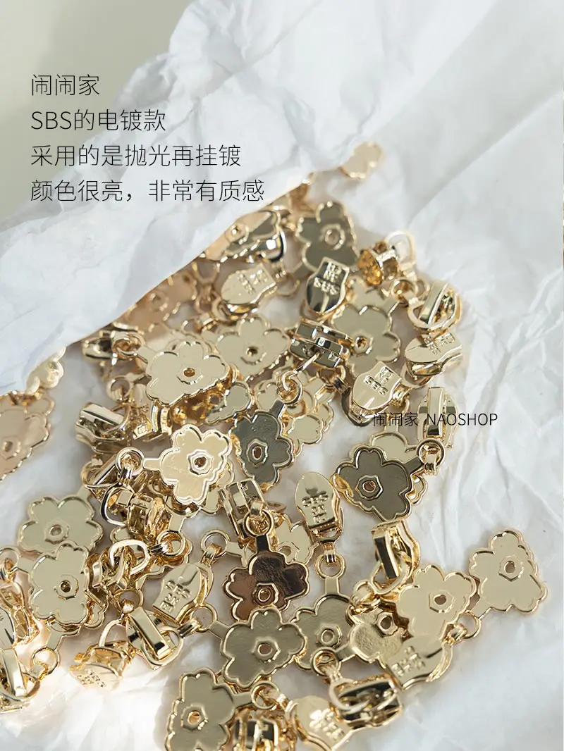 Pack of 10  Accessories Two-way Code Zipper SBS Luggage Flower - Electroplated Zipper Slider