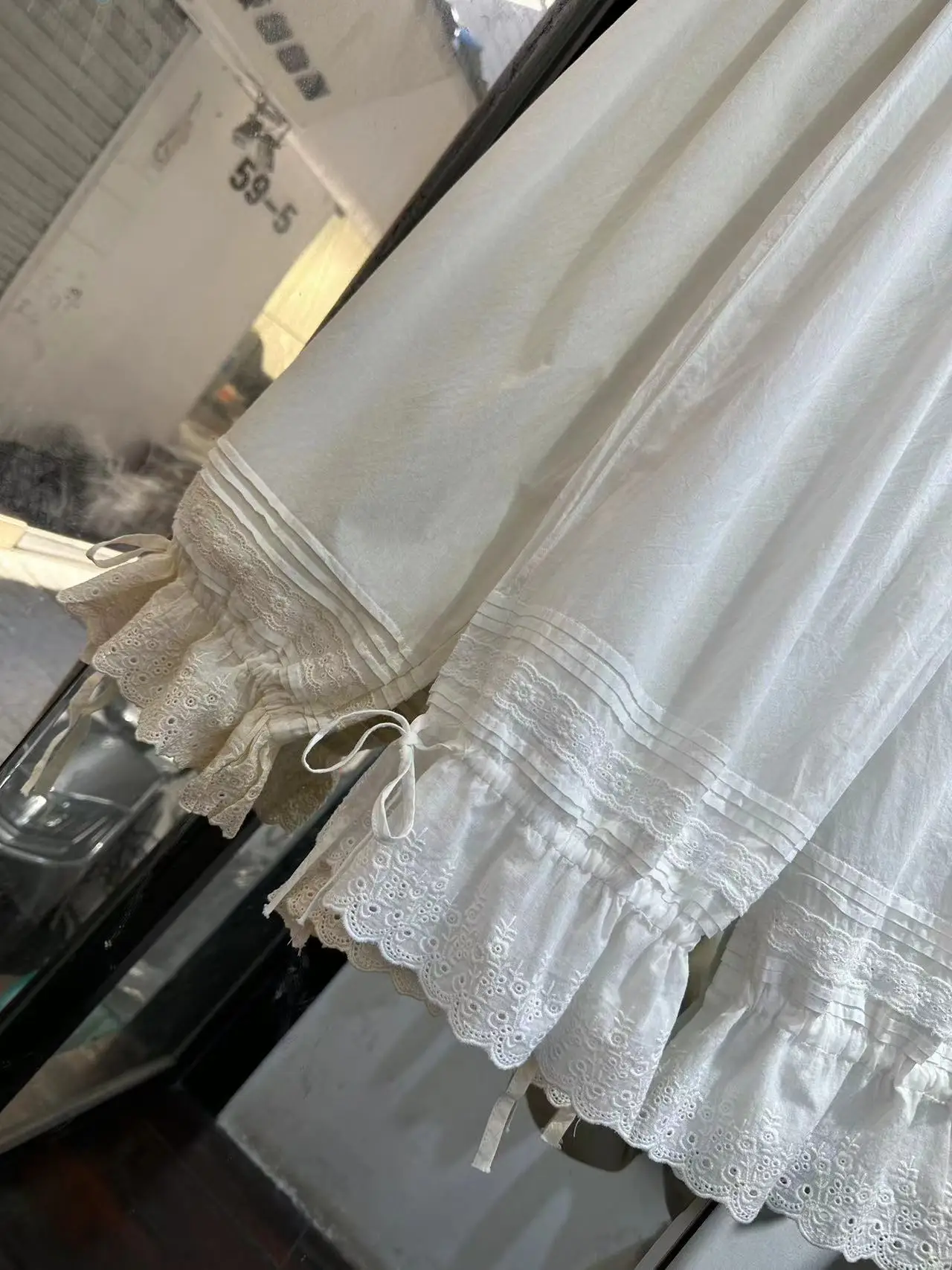 Nouveau pur coton taille élastique pantalon à jambes larges brodé décontracté femmes pantalon Fre Match forêt fille couleur