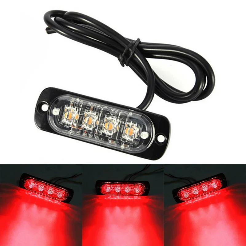 4led off-road carro reboque caminhões segurança trabalho urgente nevoeiro lâmpada de luz vermelha dc 12v 12w led luz urgente rápida dissipação de calor