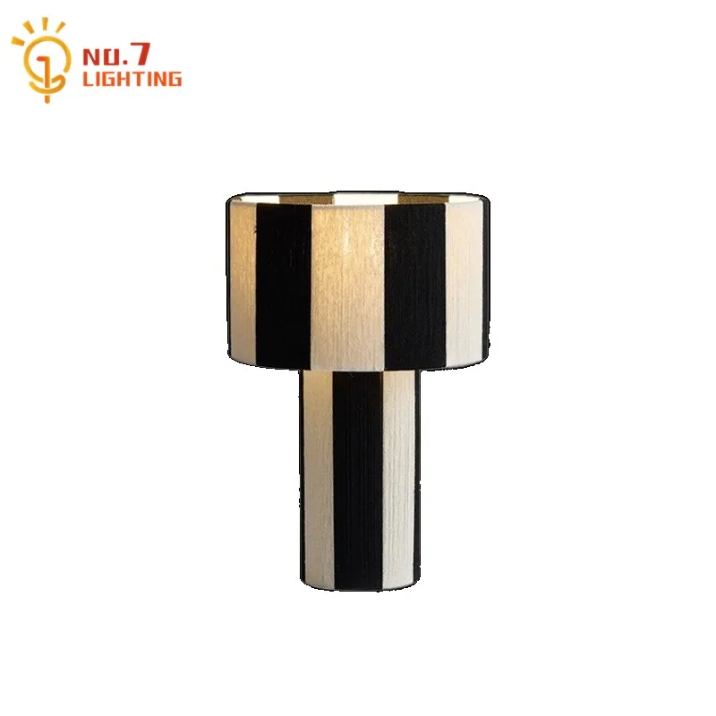 French Medieval Striped Table Lamp LED E27 Designer Atmosphere Fabric Art Decorative Desk Lights Living Room Bedroom Bedside Bar