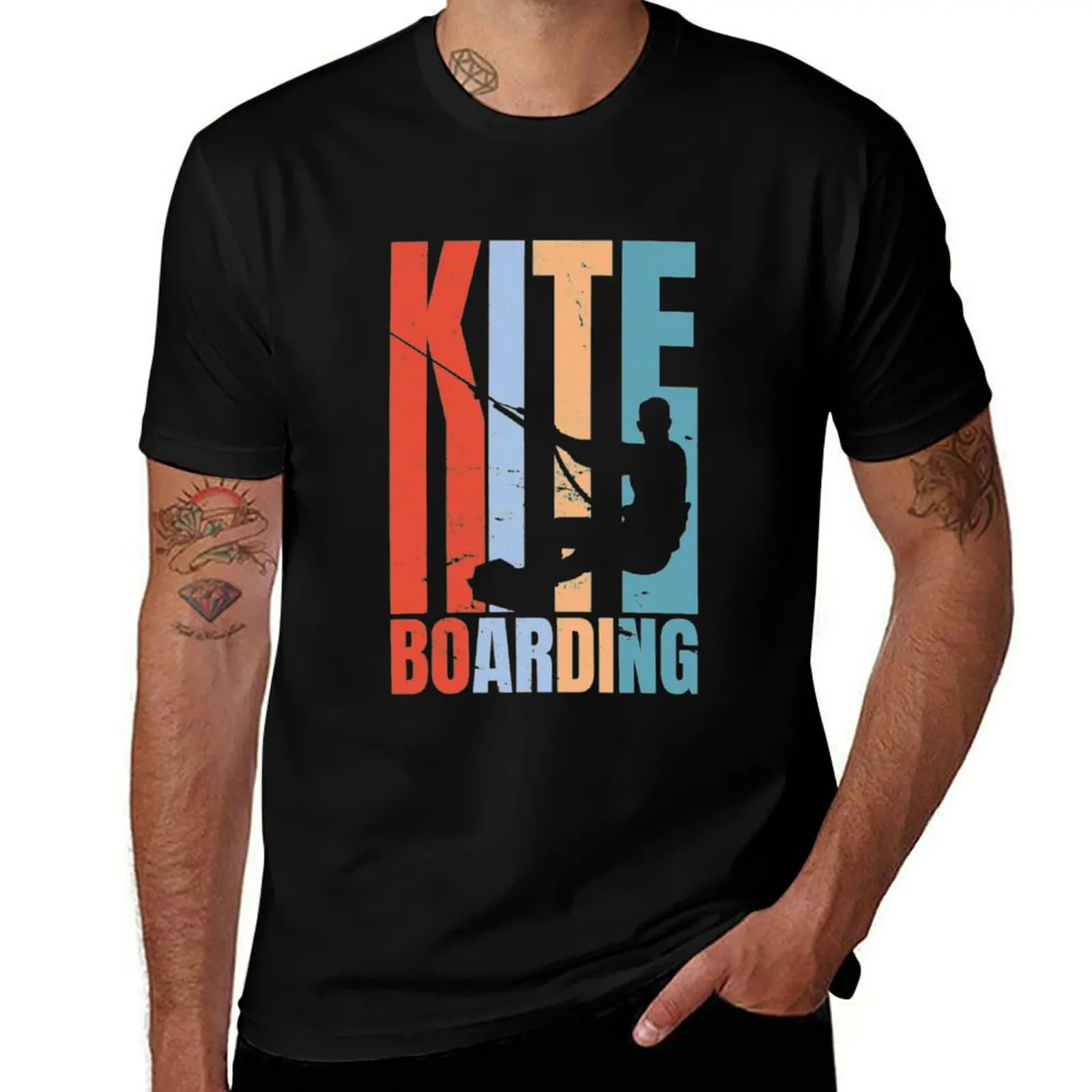 Kiteboarding Kitesurfer Vintage Kite Gift T-Shirt Gym Wear Breathable Short Sleeve Tee T-Shirt