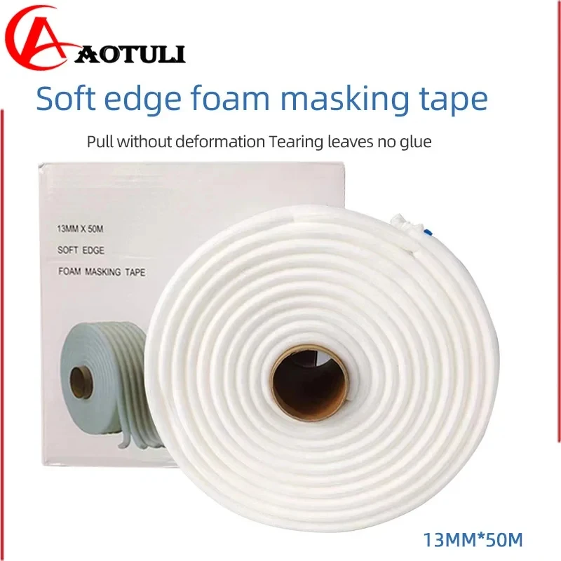 Edge Foam Masking Tape 13mm/50m Over spray Protective Car Paint Spray Tool Sponge Tape Door Seal Shelter USE IN APERTURES