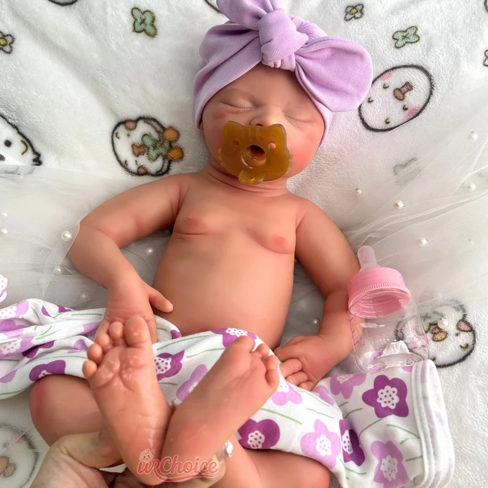 20 Zoll Laura Ganzkörper-weiche Baby-Mädchen-handgemachte Silikon-Reborn-Puppe mit offenem Mund, wasserdichte Puppe für Sammlerstücke, Kinderspielzeug