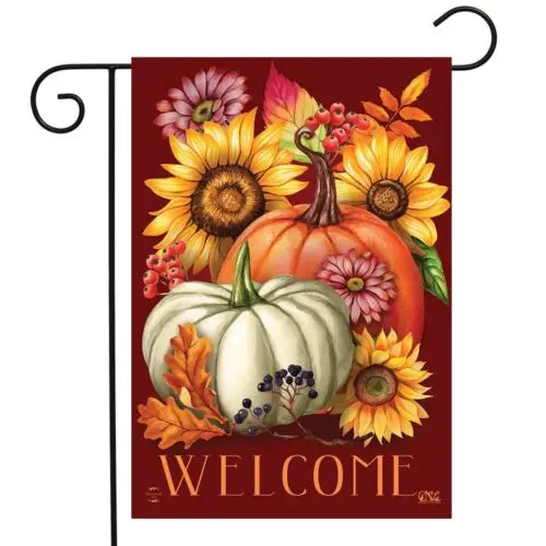 BRIARWOOD LANE Sleeved Garden Flag 12.5x18 FALL BEAUTY Welcome SunFlower Pumpkin