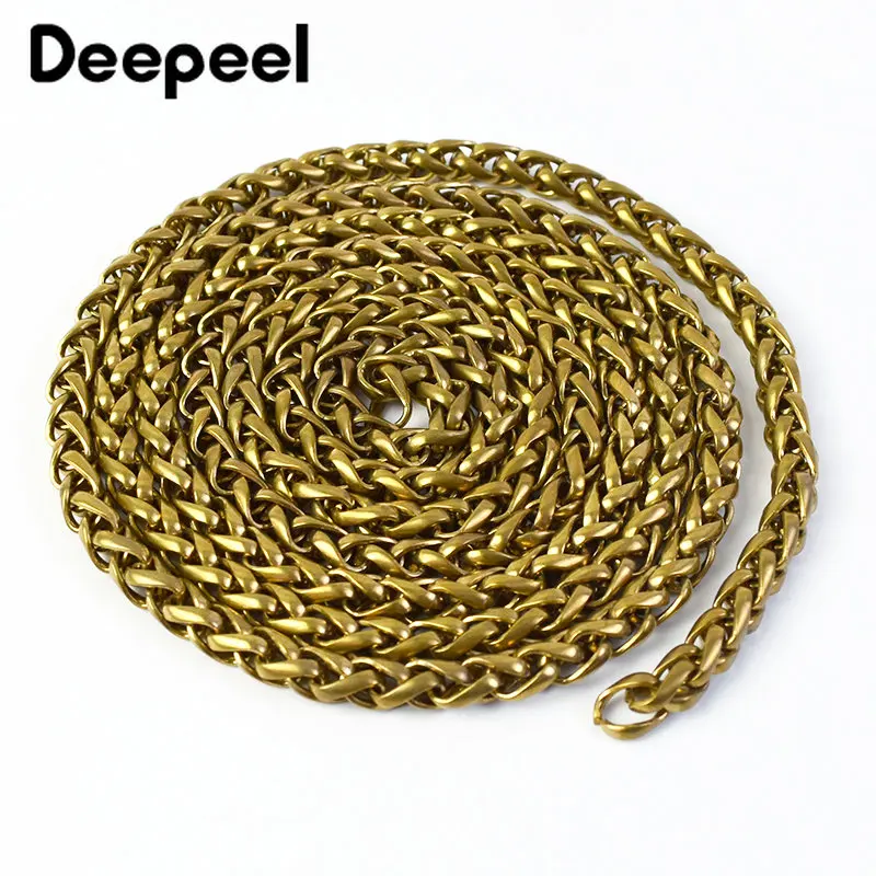 Deepeel 4/6/8/10mm Vintage Solid Brass Chains Men\'s Belt Pants Keychain Metal Clip Buckle Jeans Wallet Chain DIY Leather Crafts