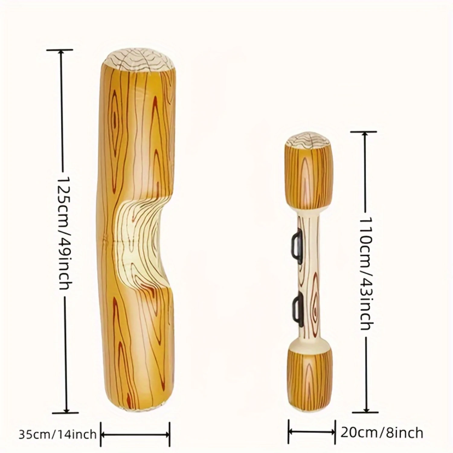 4pcs Inflatable Wood Grain Stick Set, 2 Sitting Sticks, 2 Water Entertainment Walking Sticks, New Inflatable Contrast Water Floa