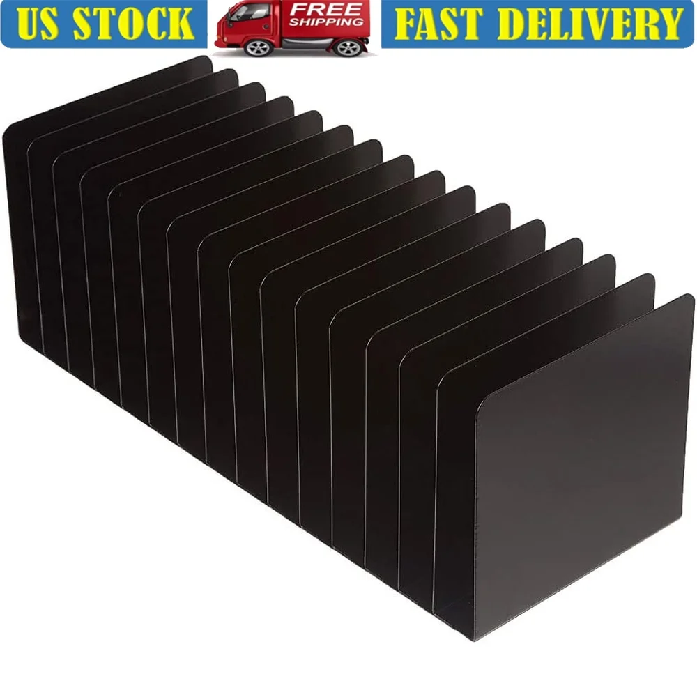 

Durable Metal Desk File Organizer 15 Compartments Vertical Storage Compact Scratch Resistant Office Supply Mail Organizer