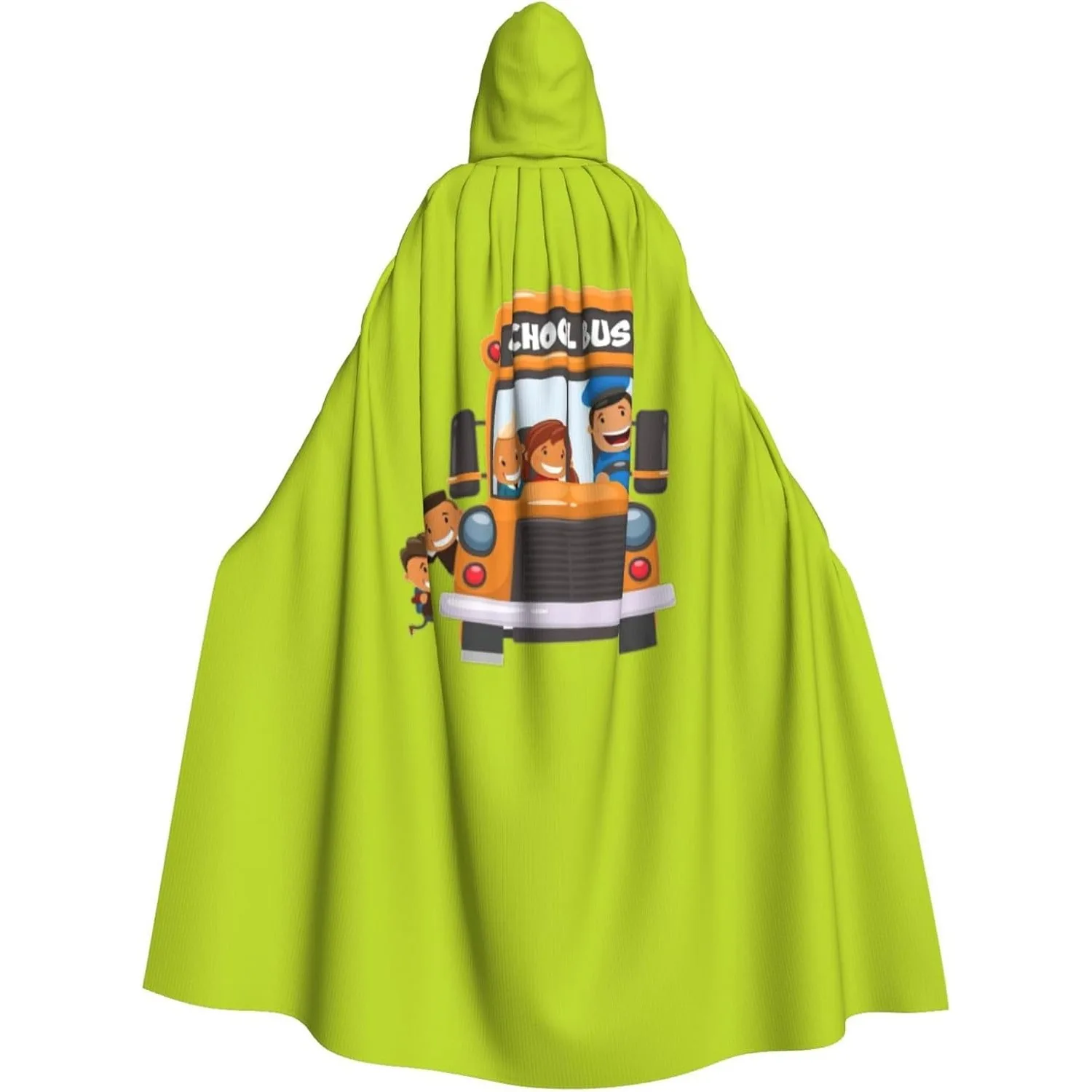 

School Bus print Adult Hooded Cape Carnival Festival Cape Cosplay Robe Costume party Gothic Carnival