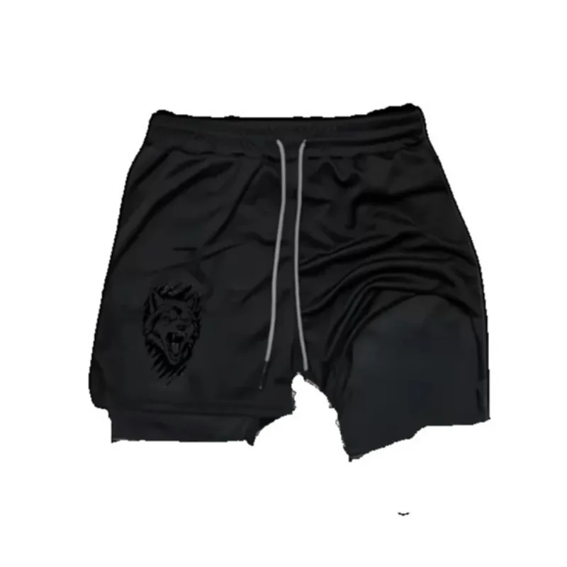 Performance Fashion Mens Summer Breathable 2-in-1 Double-layer Shorts with Elastic and Quick Drying Multifunctional Sports Wear