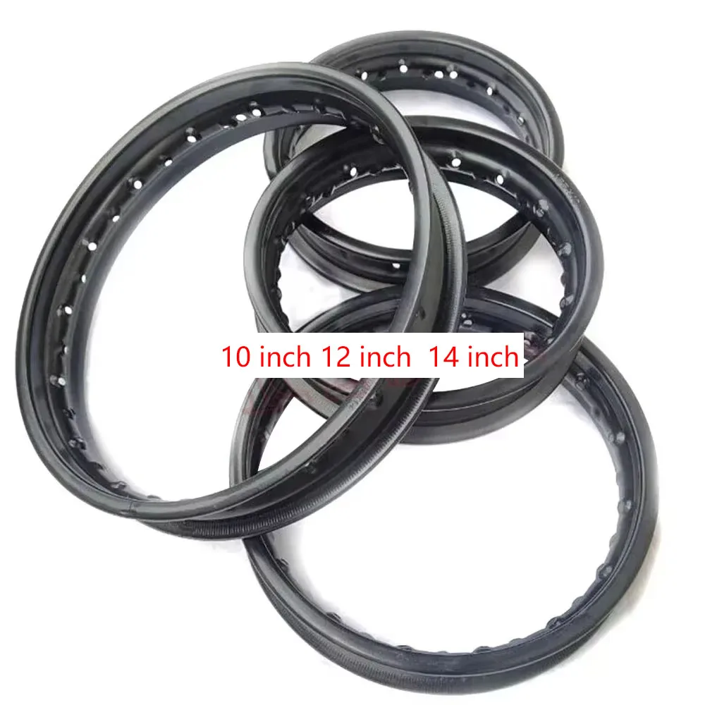 Peça de reposição para motocicleta, aro de roda de aço 28 32 36 raios 10 tamanhos 12 polegadas 14 polegadas para motocross off-road bse kayo dirt pit bike