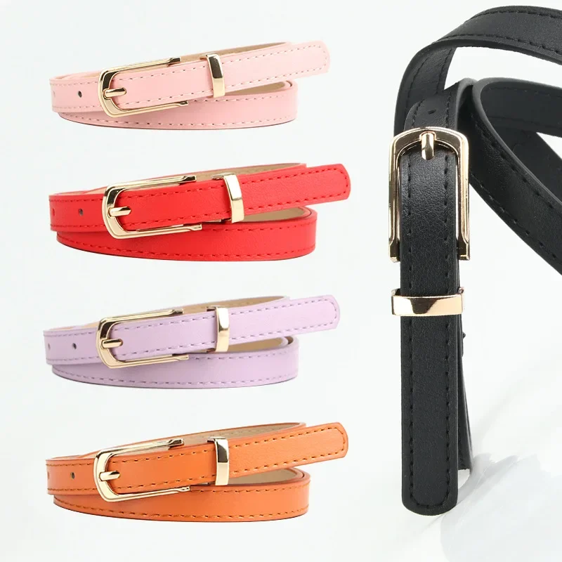 

New Korean Version Multi-color Alloy Pin Buckle Thin Belt Women's Fashion Versatile Decorative Dress Sweater PU Small Belt