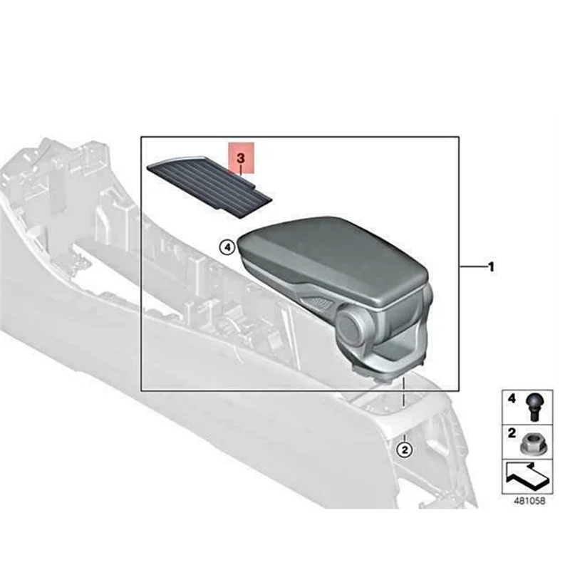 Image of A20K-Auto Zentrale Steuerung Armlehne Box Gummi Pad 51169387378 Für BMW X1 F48 F49 2016 + X1 F3917-23 f45 F46 Lagerung Box Pad
