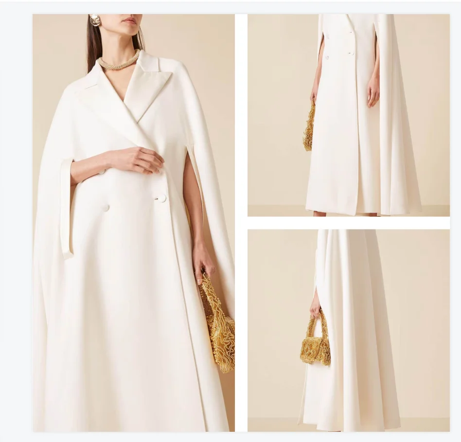 

White Women Suit 1 Pcs Long Blazer Prom Dress With Wrap Formal Office Lady Jacket Customized Cotton Wedding Tuxedo Party Coat