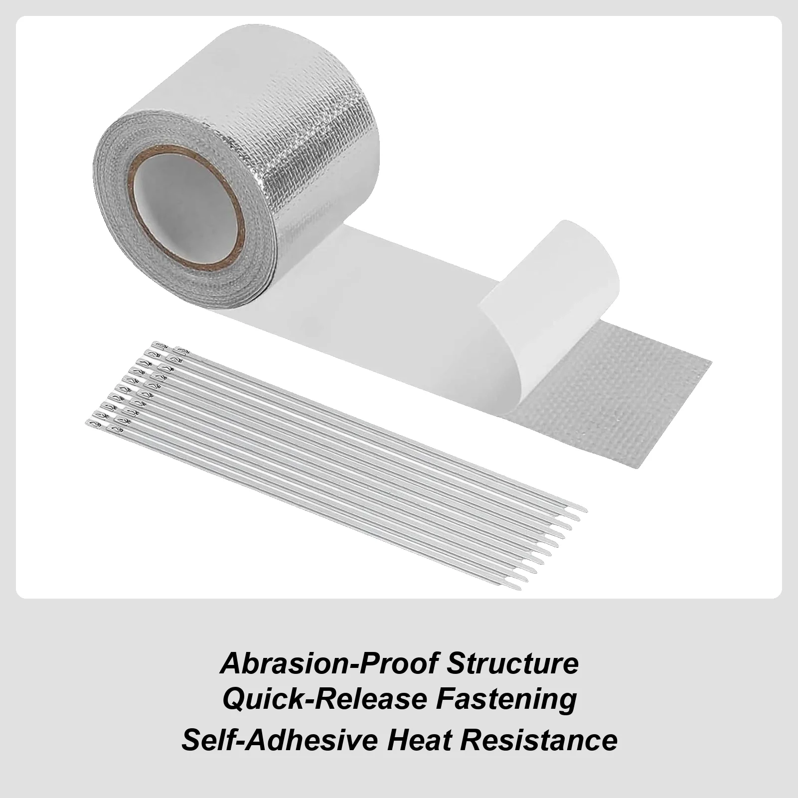 

Exhaust Tape High Temp Pipe Insulation Adhesive Shield With 20 Stainless Steel Ties Exhaust Sealing Tape For Car Motorcycle HVAC