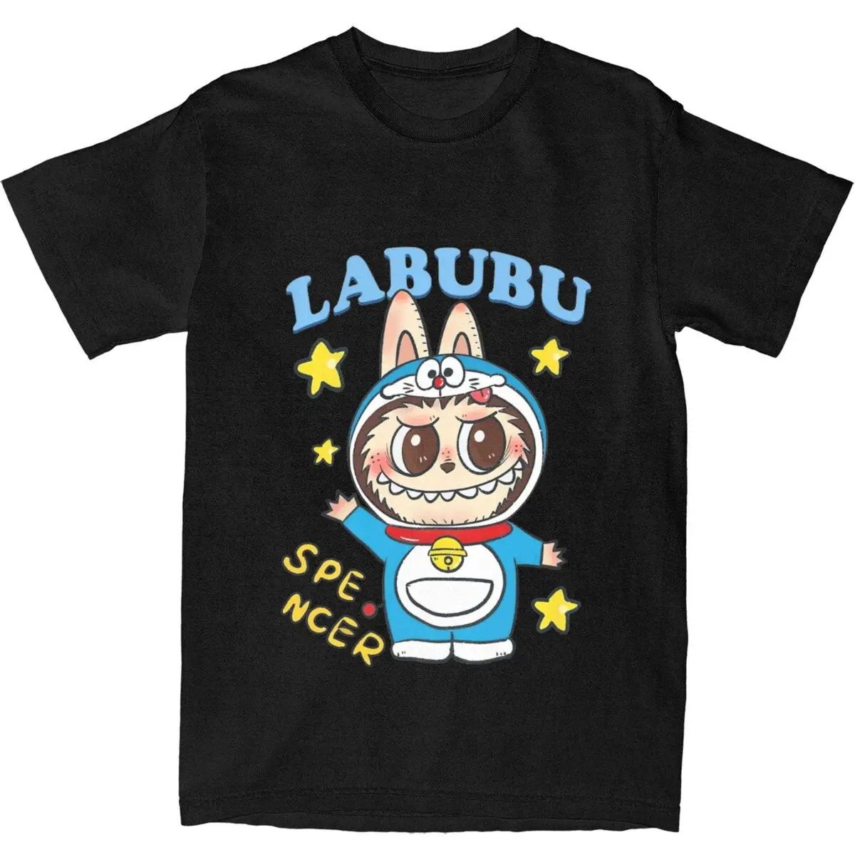 Men's POP MART Labubu Doremon Cute Cartoon By Popmart T Shirts Cotton Top Tees Beach T-Shirt O Neck Hip Hop Tee Shirt Big Size