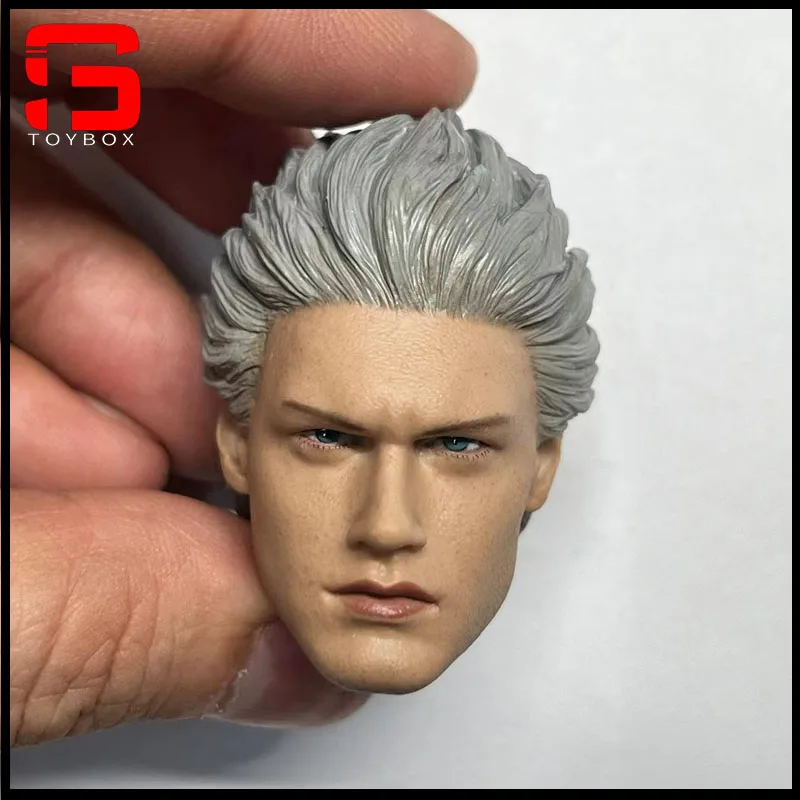 Scultura di testa di capelli d'argento maschile in scala 1/6 modello di intaglio adatto per bambole del corpo di figura di azione del soldato maschio da 12 pollici