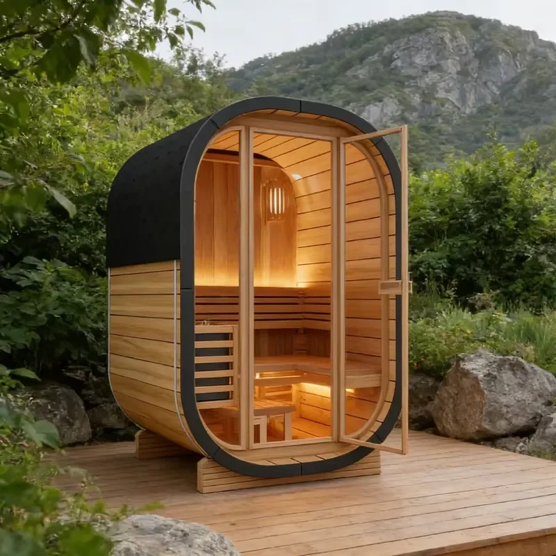 1 person water-cooled modern far-Radiant heat electric heating indoor and outdoor wooden Japanese massage spa bath sauna