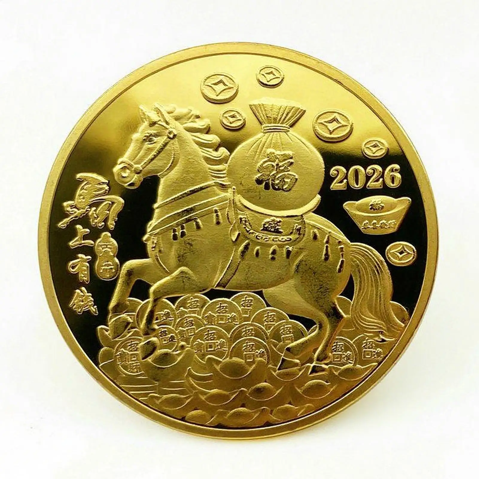 4cm Gold/Silver Commemorative Coin Blessing Lucky Horse Coin 2026 Year of the Horse Souvenir Art Home Decor Metal Collector