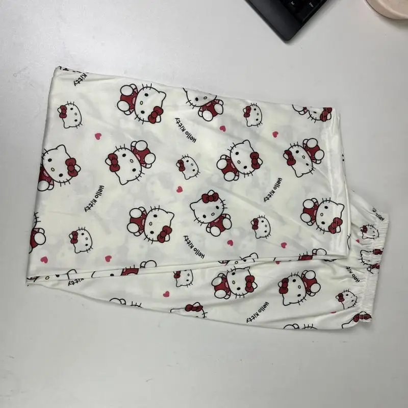 2024 New Miniso Sanrio Hello Kitty Melody Kuromi Y2K Women's Sleepwear Home Casual Cotton Pants Large Size Women's Dress Gift