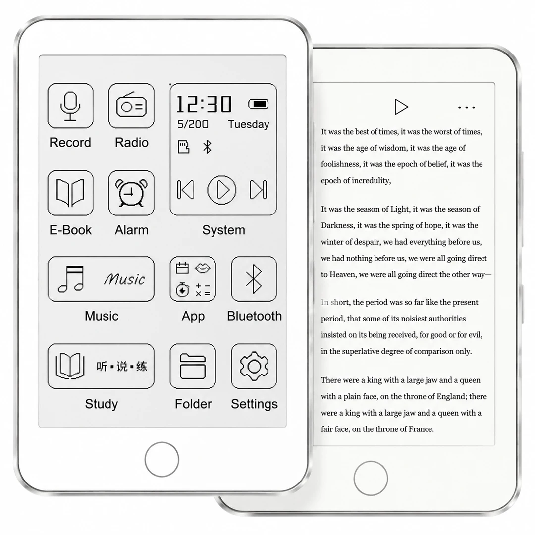 famue no game reproductor de mp3 y e-book anti-adiccion pantalla de tinta electronica de 35 radio fm hifi sin perdidas bluetooth sin luz azul 128gb integrados