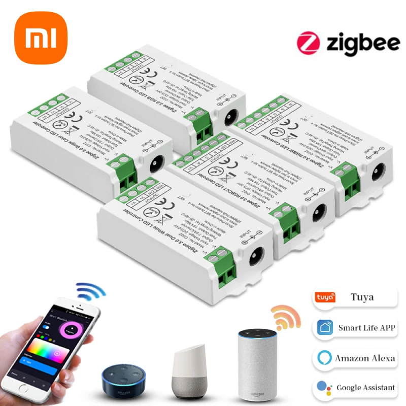 Xiaomi-zigbee 3.0 wifi LEDコントローラー、rgb、rgbw、rgbcct、ledストリップホローブリッジ、tuya、デュアルモードゲートウェイ、スマートウォッチ、ダム、cct、dc 5v-24v