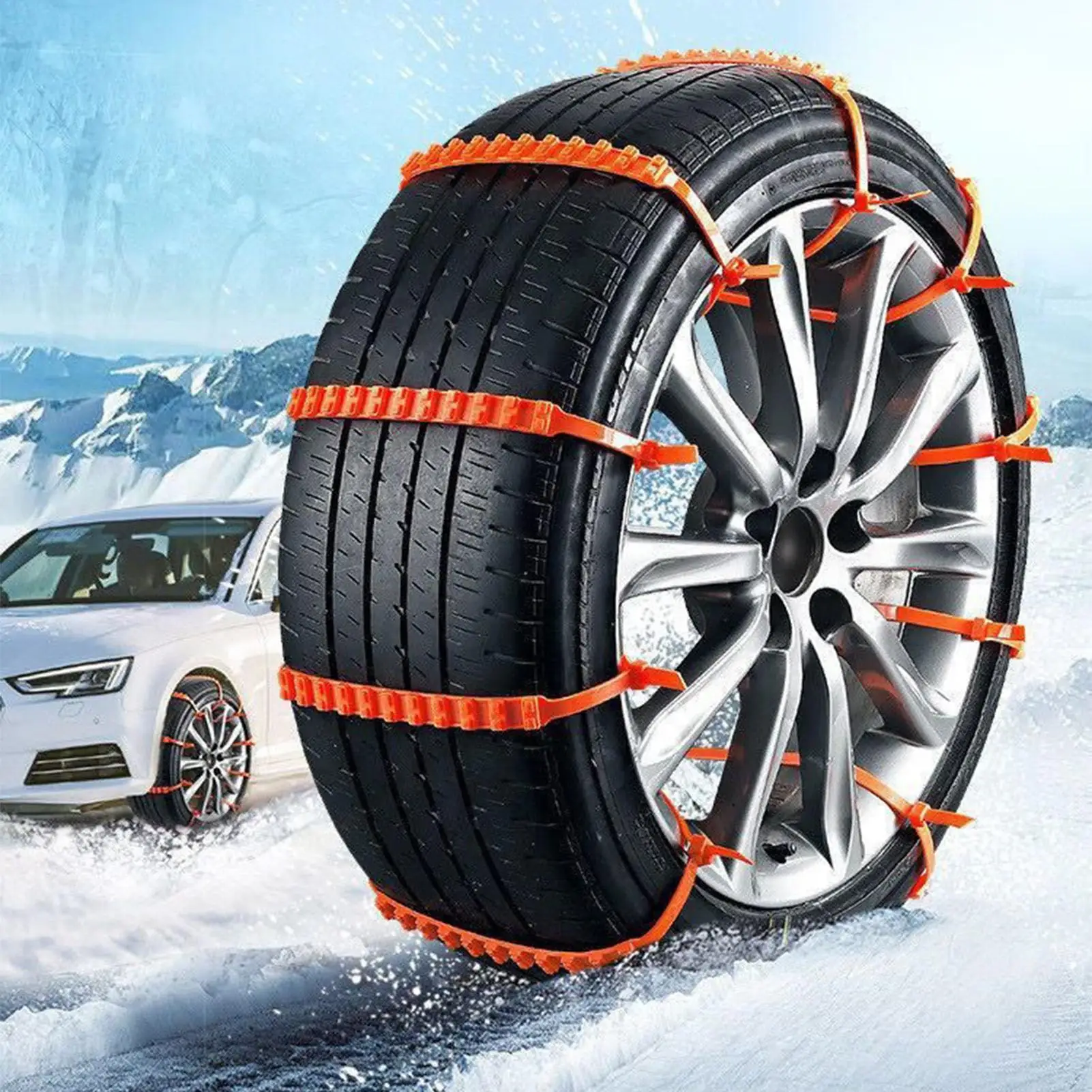 Snow Chains 10 Pieces Zip Ties For Tires In Snow Anti-Skid Auto Wheel Chains For Sedan SUV Truck Outdoor Winter Driving