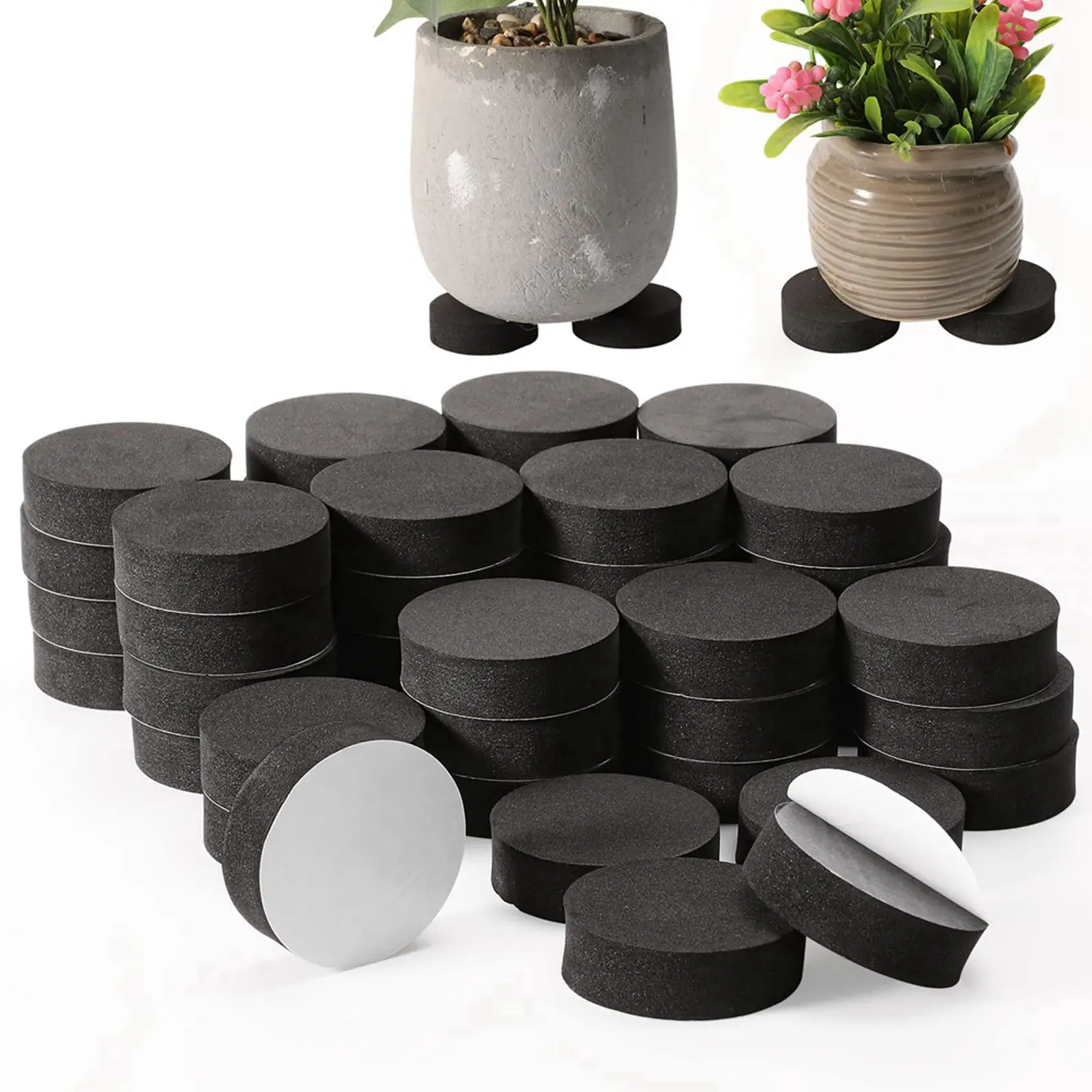 AB46-96Pcs Plant Pot Feet Risers Natural Rubber Flower Pot Mat Invisible Pot Feet For Heavy Outdoor Plants, Flower Pots