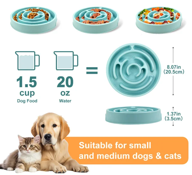 Slow Feeder Dog Bowl - Non-Slip Interactive Maze Bowl for Dogs & Cats, Prevents Bloat & Choking, Healthy Eating Design 2