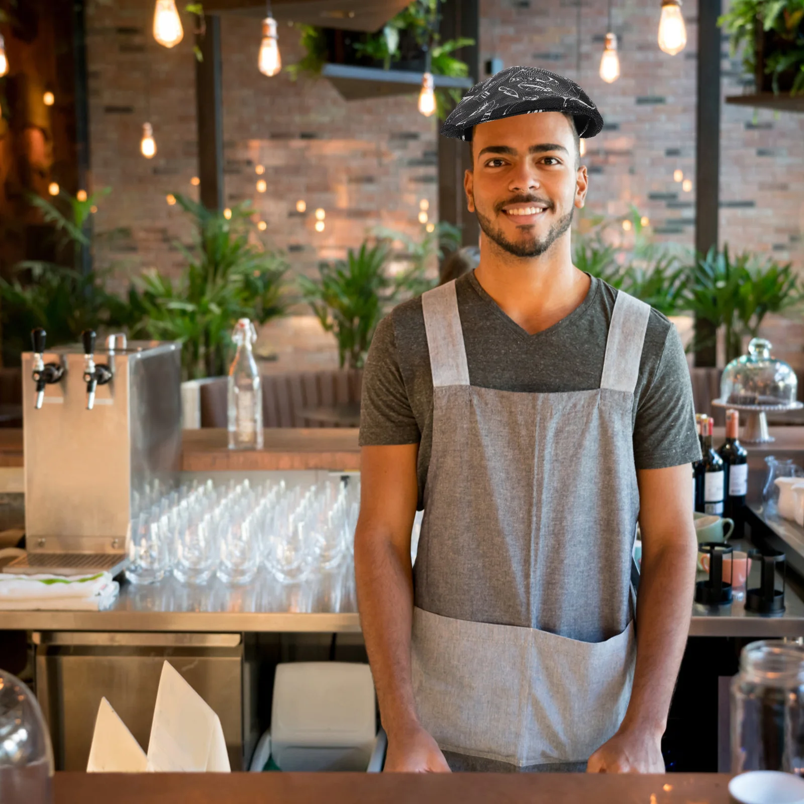 2Pcs Chef Beret Hat Breathable Cotton Cooking Caps Restaurant Waiter Kitchen Uniform Caps Chef Beret Hat Cook Hats