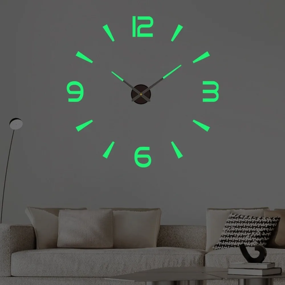 Frameless DIY Wall Clock Acrylic Without Punching Night Light Arrows Decal Wall Decoration Wall Mechanism Home Silent Clock