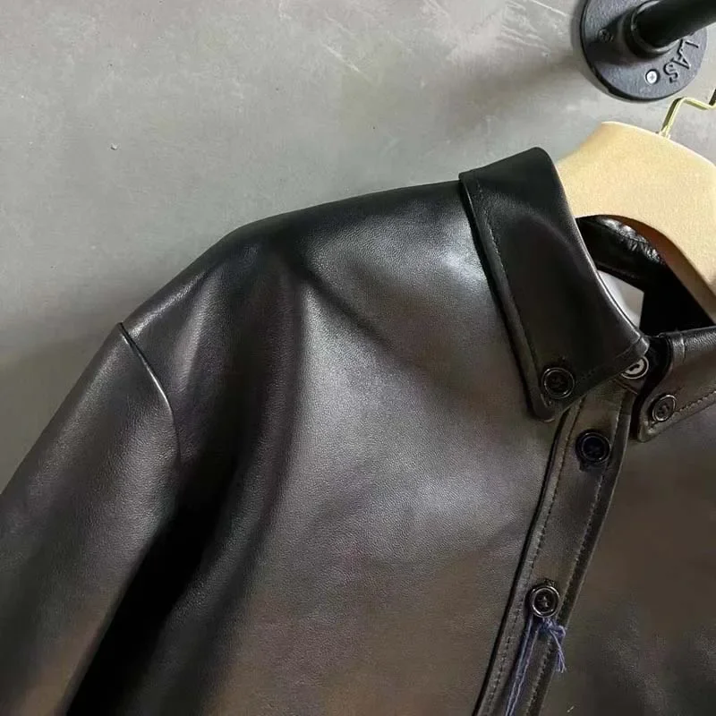 Genuine Leather Jacket Women coat autumn and spring luxury fashion 2024 new arrival oversized clothes long sleeve casual style