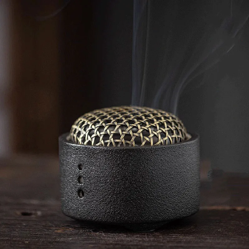 Ceramic Incense Stove Zen Retro Mosquito Incense Stove Home Decoration Ashtray Desktop Decoration Mesh Cover Incense Plate