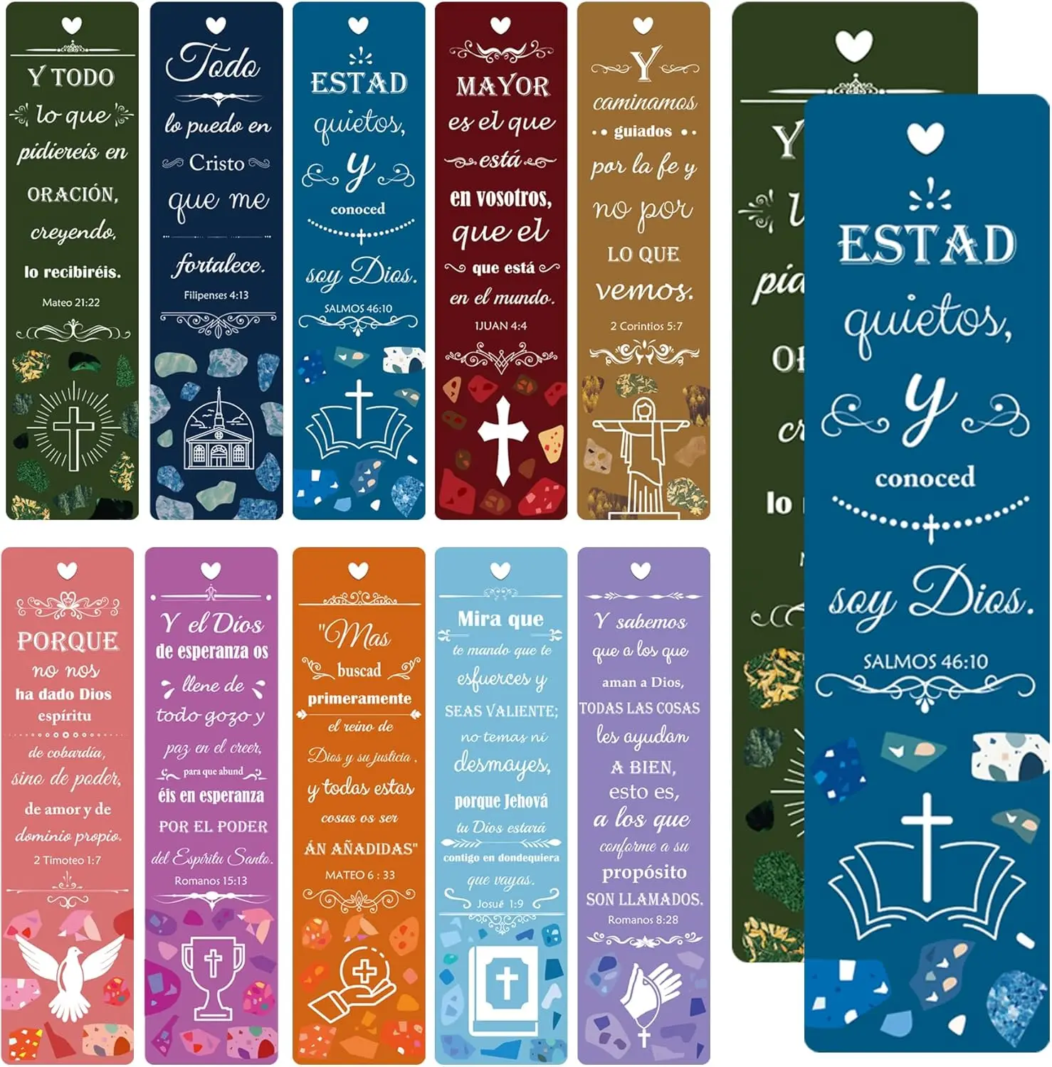 Spanish Christian Verses Bookmarks with Hollow Heart Christian Bookmark 1.8x7 Inch Inspirational Book Markers Religious Bookmark