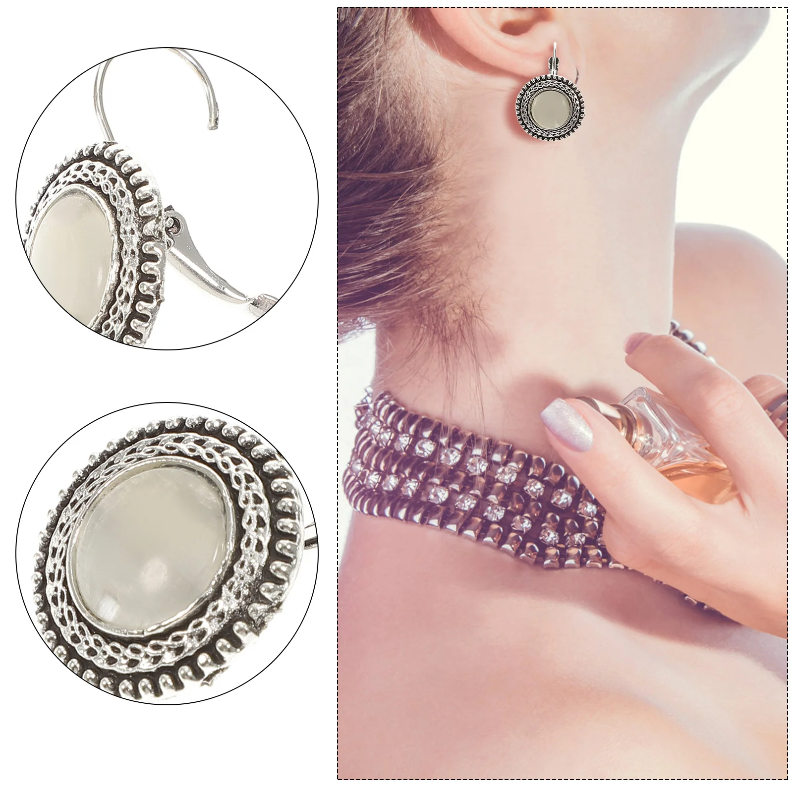 

1Pair Cat Eye Earrings Vintage Fashion Lightweight Alloy Elegant Temperament Daily Wear Women Ear Drop Accessories