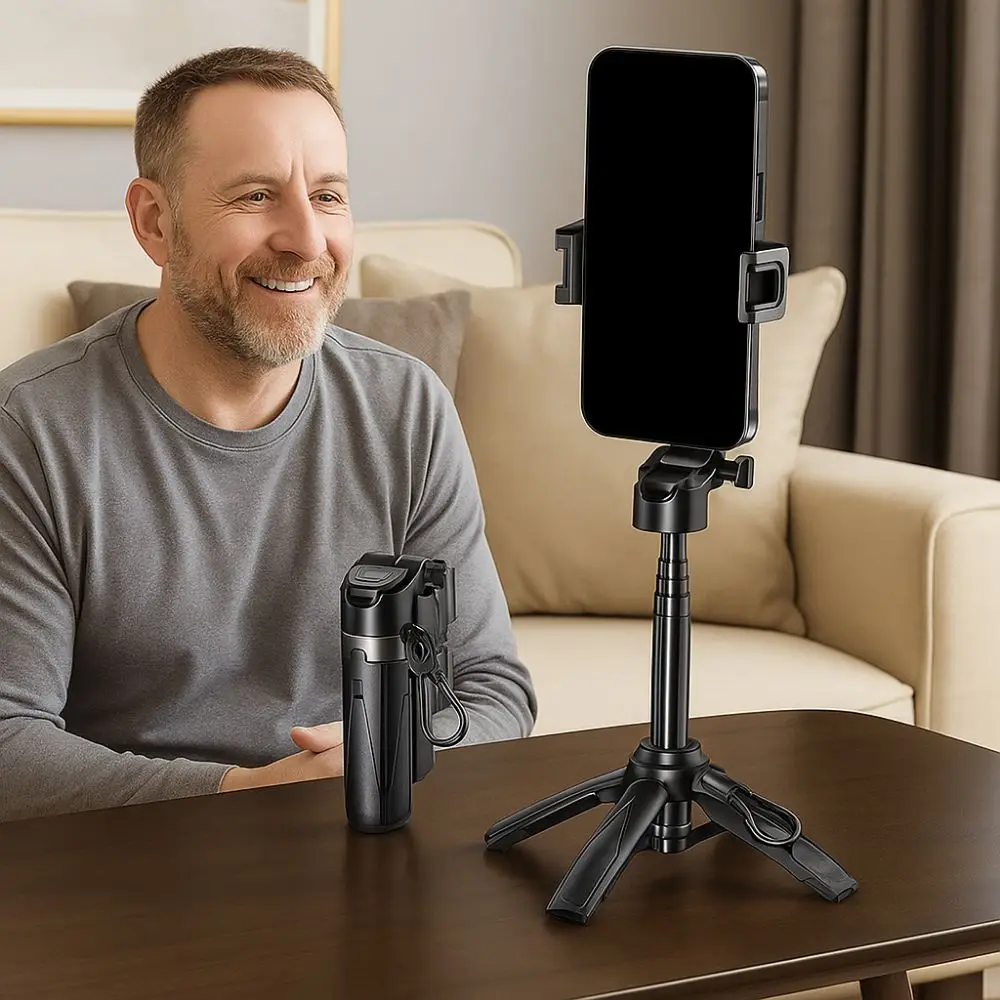 عصا سيلفي تلسكوبية صغيرة 3 في 1 360 °   عصا سيلفي بلوتوث قابلة للدوران وخفيفة الوزن مع بلوتوث لاسلكي