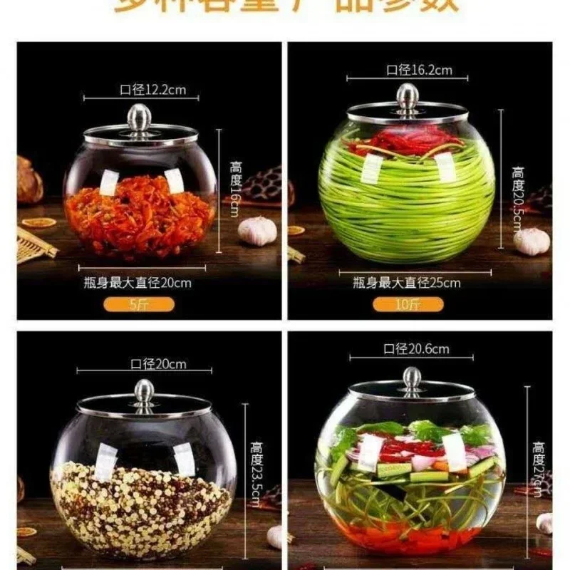 Large Capacity Glass Storage Jars Thickened Pickle Containers Kitchen Storage with Multifunctional Lid Safe Food Preservation