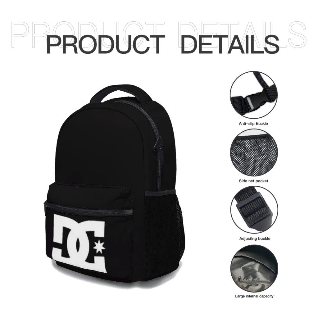 DC-Shoes-Cartable pour filles, grande capacité, sac à dos étudiant, dessin animé, lycée, 17 pouces