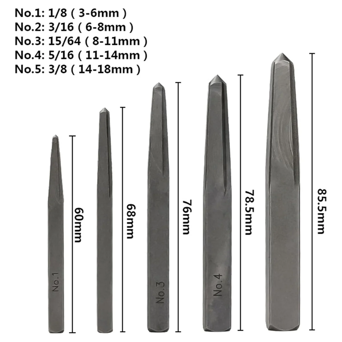 BAAQ Easy-Out Screw Extractor 5 ชิ้นได้อย่างรวดเร็วถอดหรือถอดตัวยึดสําหรับ 3/16 นิ้วถึง 5/8 นิ้ว