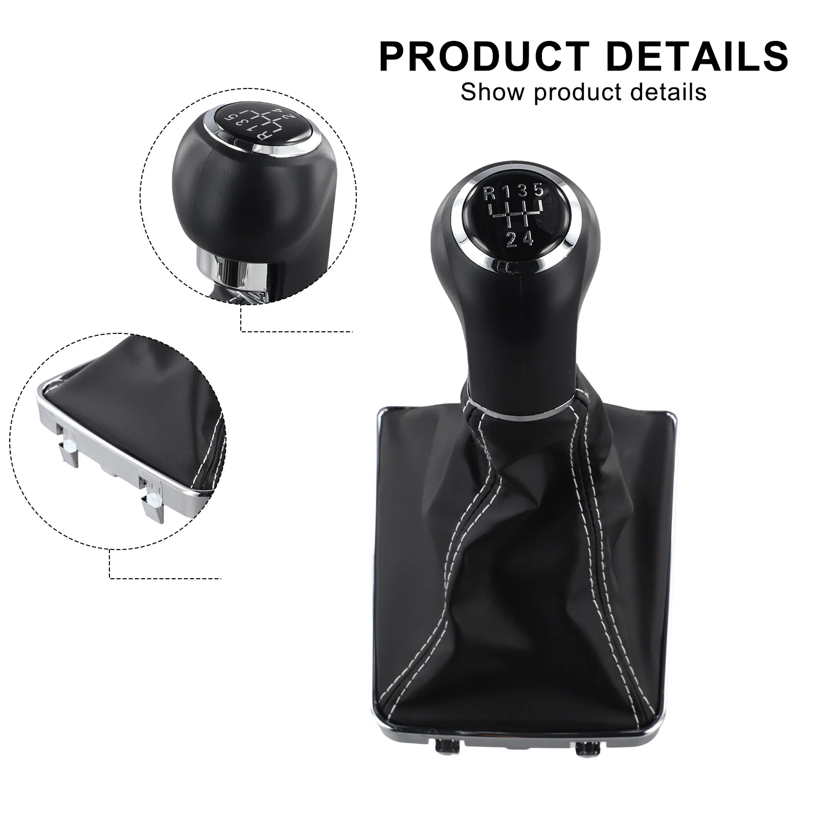 Car Interior Upgrade 5 Speed Gear for shifter Black Leather Shift Knob Clear Gear Positioning Leather Material